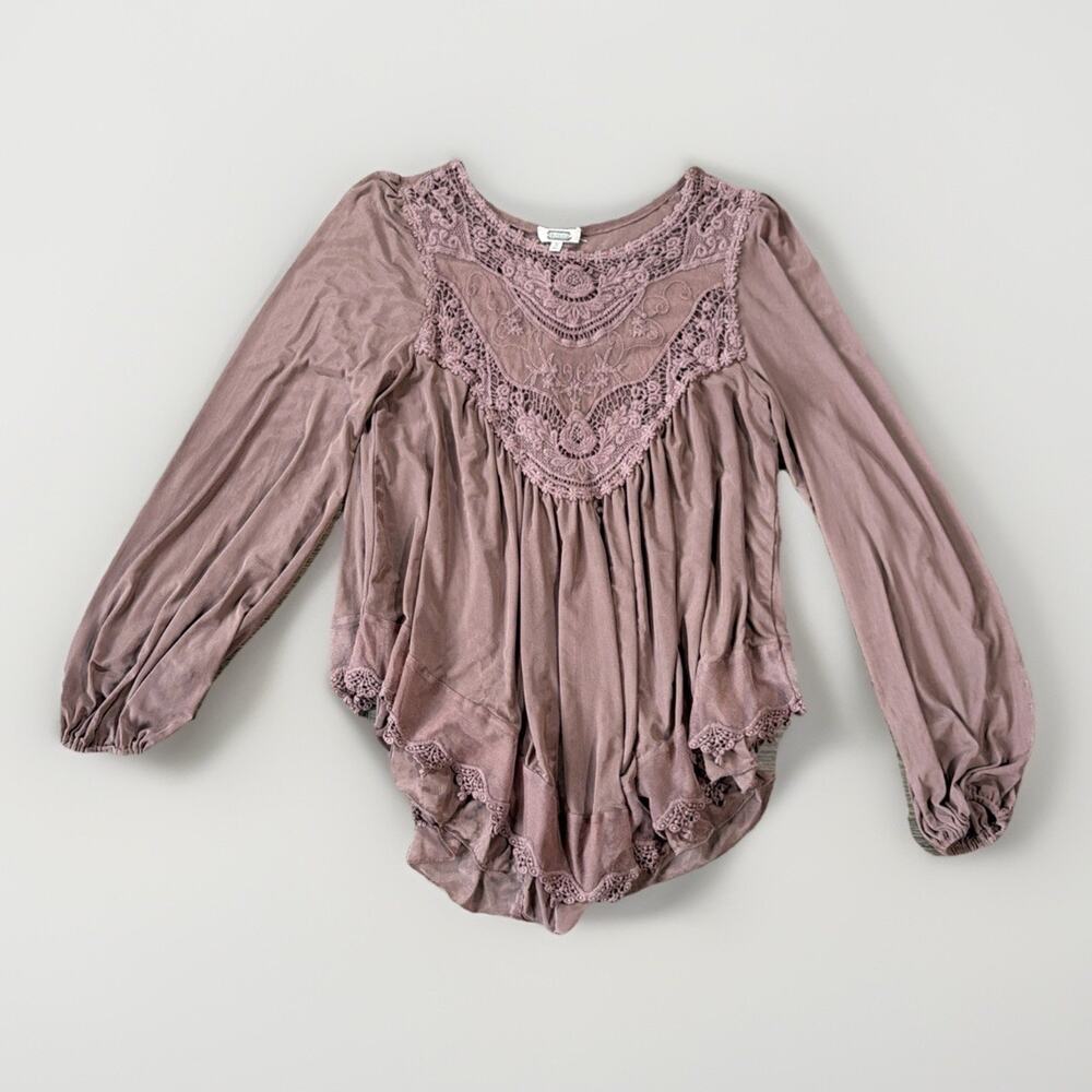 Buckle Gimmicks Sz S Boho Fairy Grunge Lace Tunic Blouse Romantic Crochet Top - Picture 2 of 12